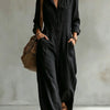Lapel Collar Wide Leg Jumpsuit with Pockets