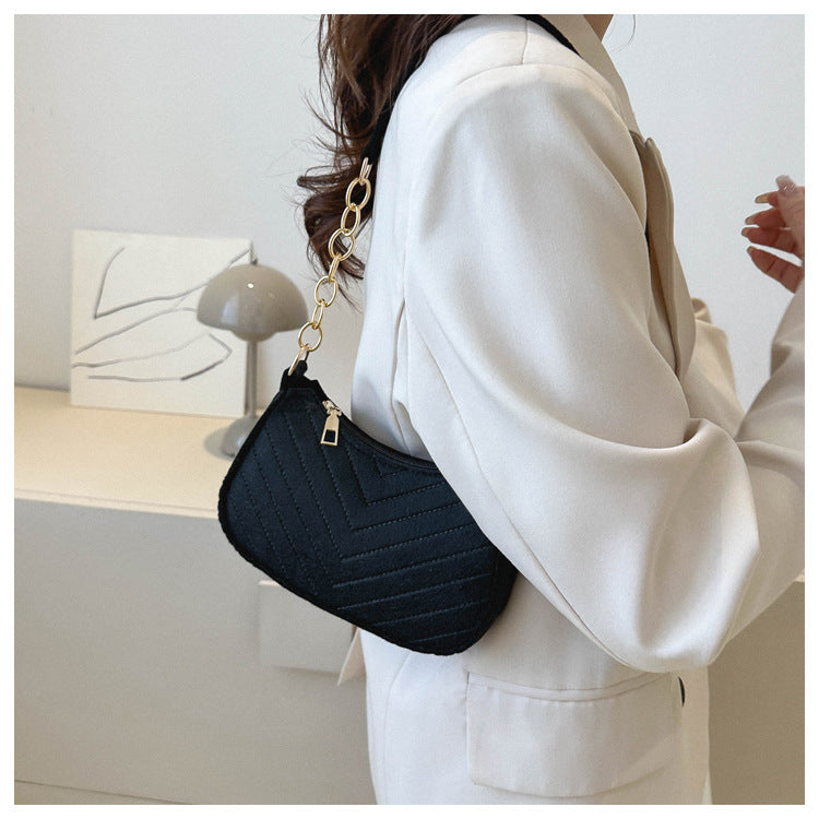 Felt Crescent Underarm Shoulder Bag