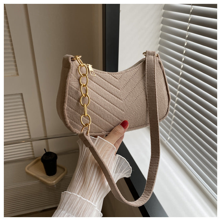 Felt Crescent Underarm Shoulder Bag