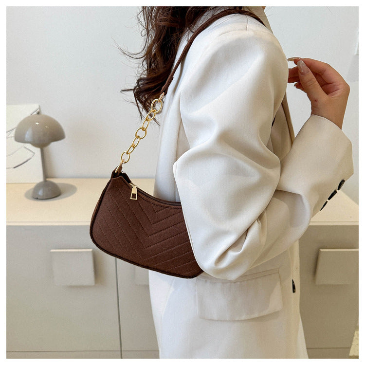 Felt Crescent Underarm Shoulder Bag