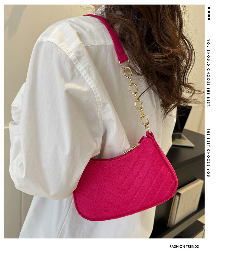 Felt Crescent Underarm Shoulder Bag
