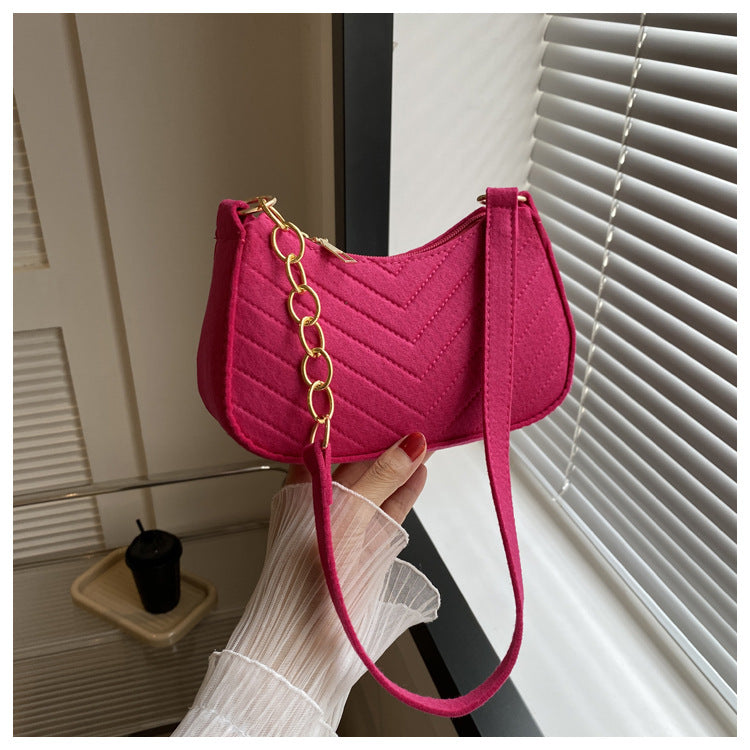 Felt Crescent Underarm Shoulder Bag