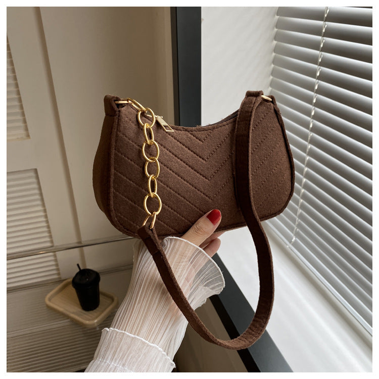 Felt Crescent Underarm Shoulder Bag
