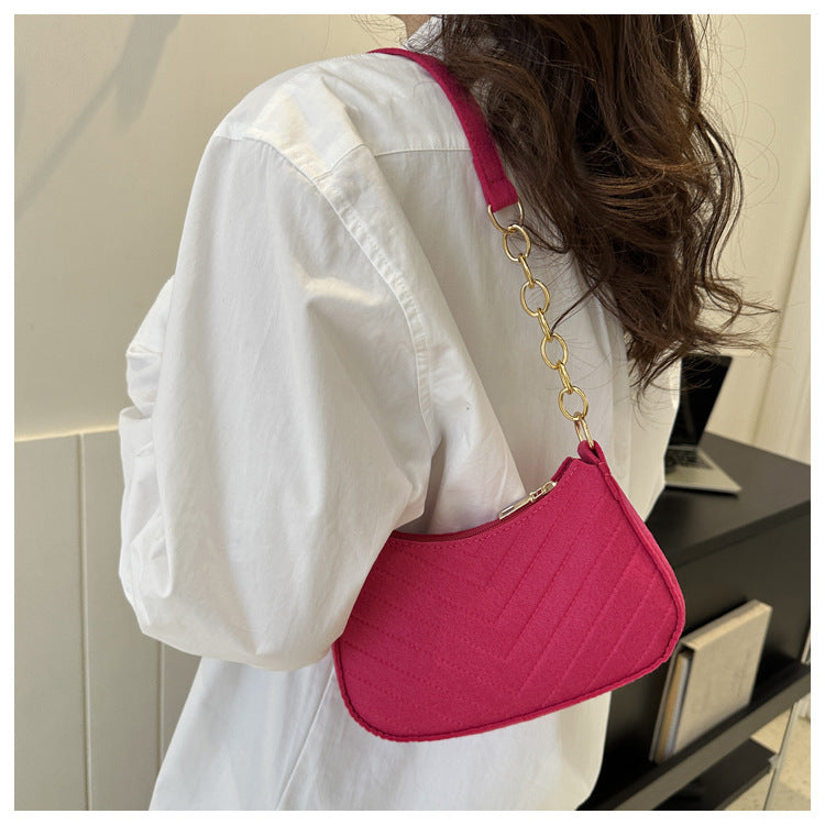 Felt Crescent Underarm Shoulder Bag