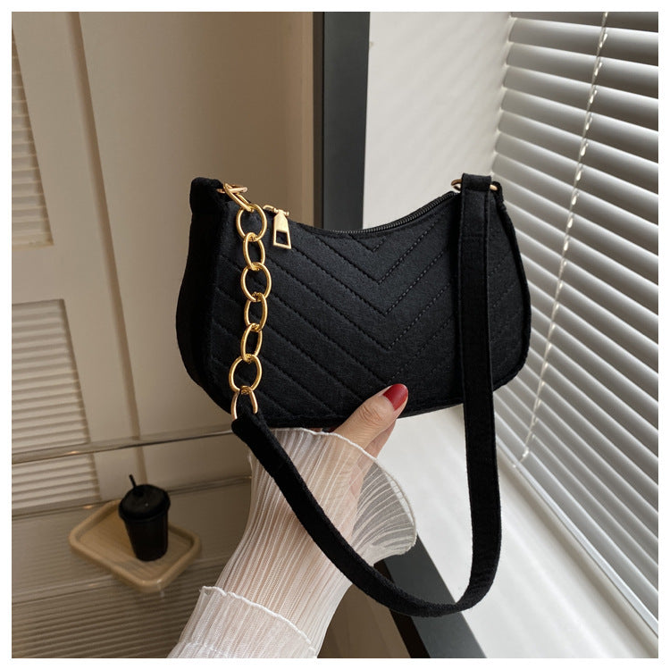 Felt Crescent Underarm Shoulder Bag