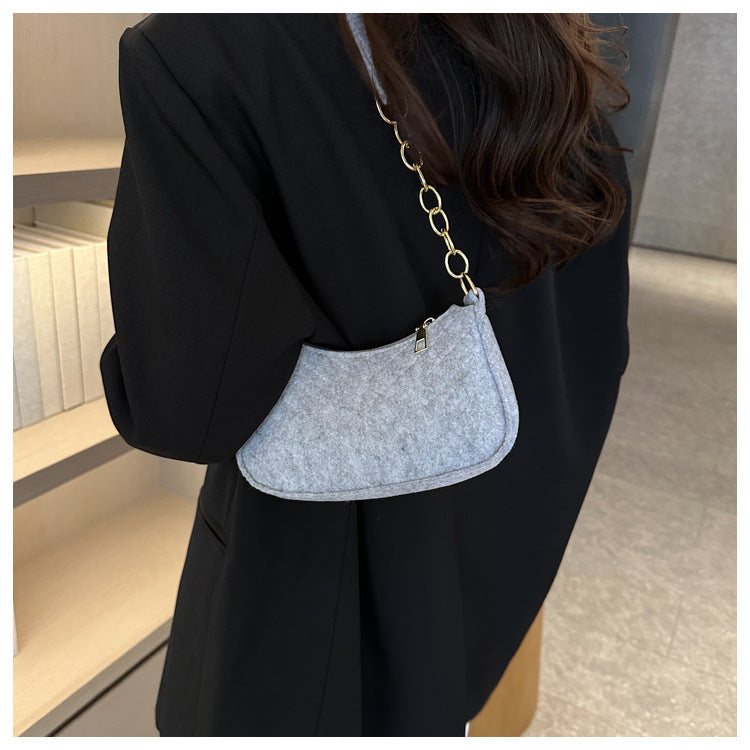 Felt Crescent Underarm Shoulder Bag