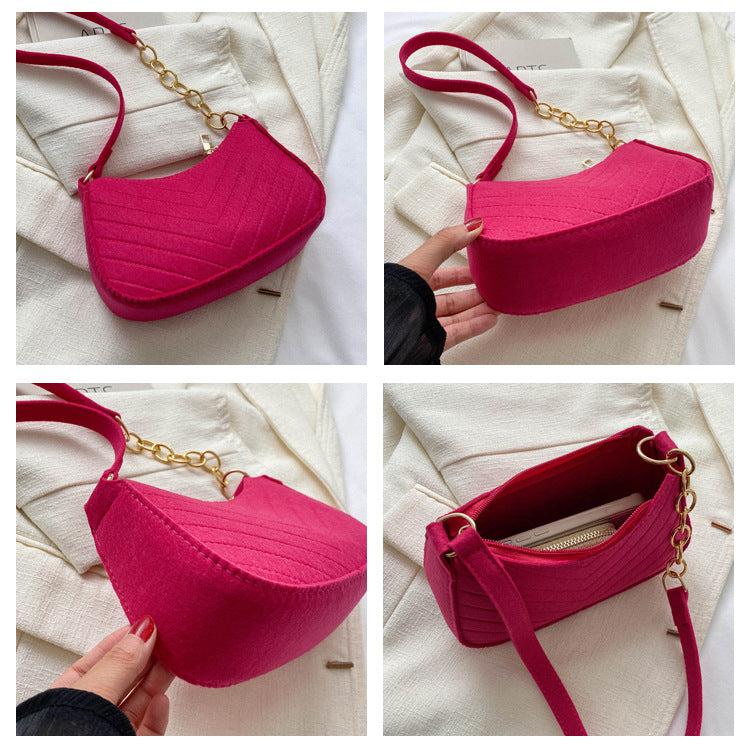 Felt Crescent Underarm Shoulder Bag