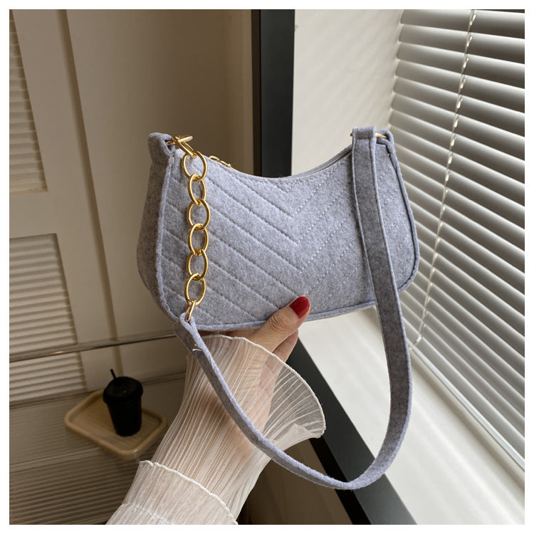 Felt Crescent Underarm Shoulder Bag