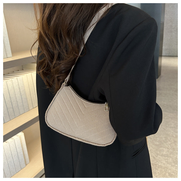 Felt Crescent Underarm Shoulder Bag