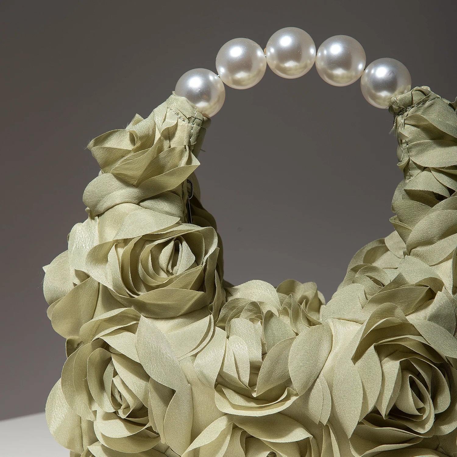 Floral Pearl Half Moon Clutch Bag