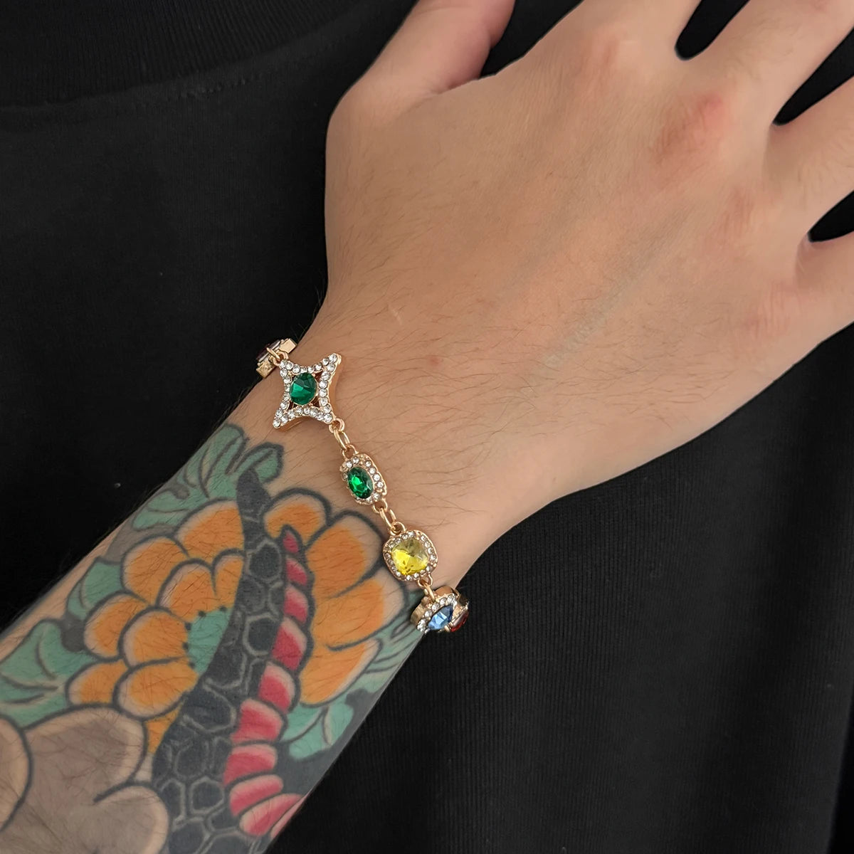 Crystal Chain Necklace and Bracelet Set
