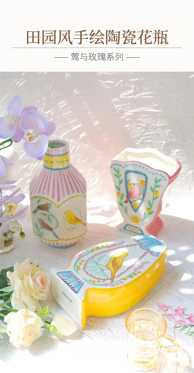Vintage Ceramic Bird Flower Vase