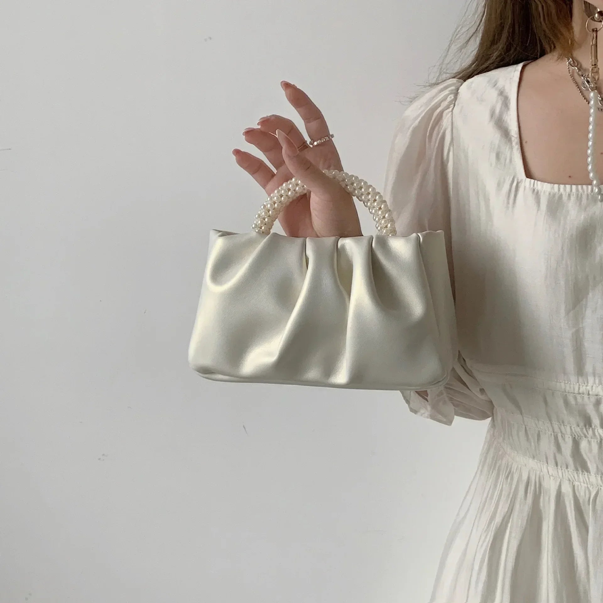 Pearl Handle Evening Clutch Bag