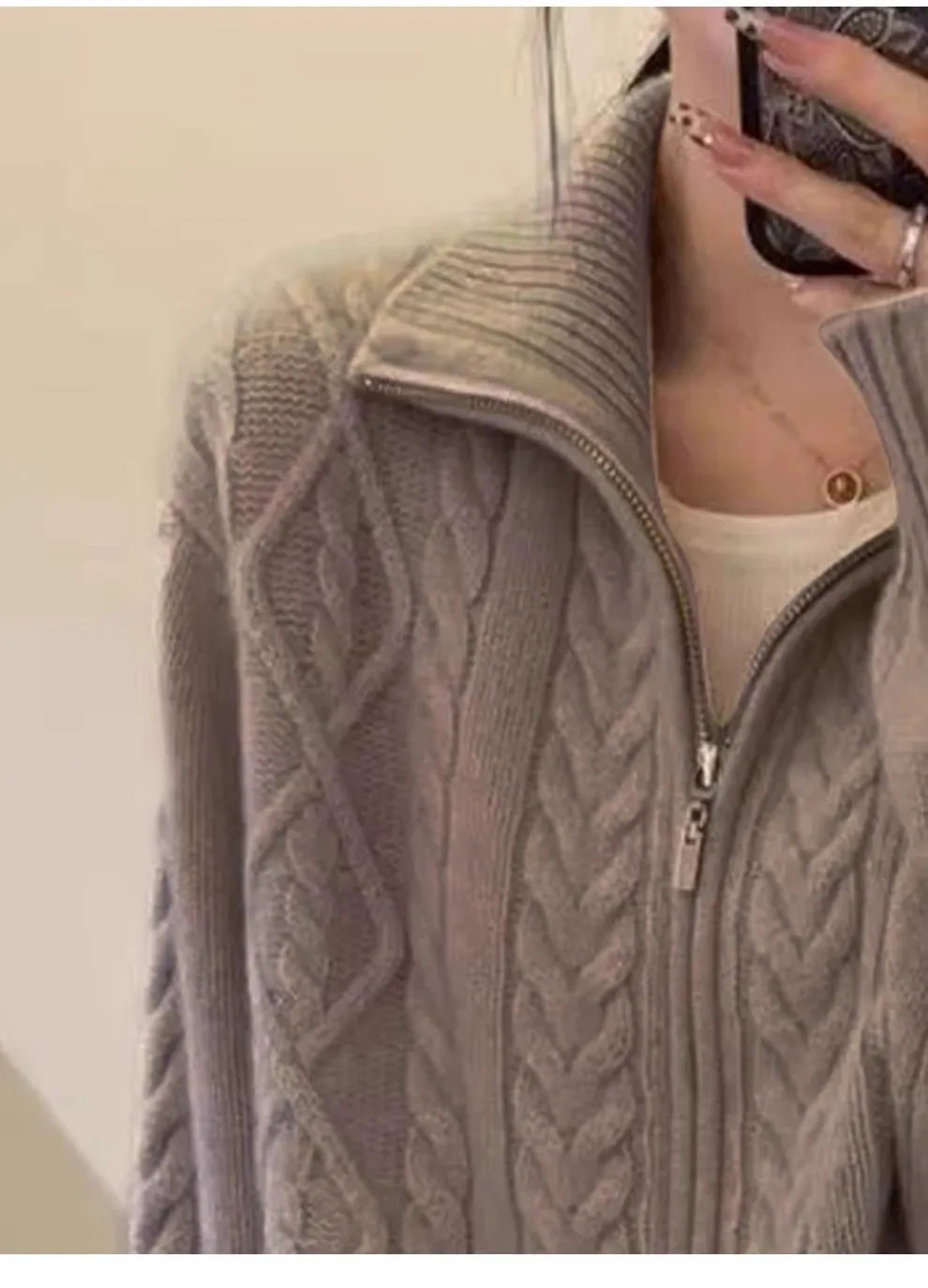 Pure Cashmere Turtleneck Zip Cardigan
