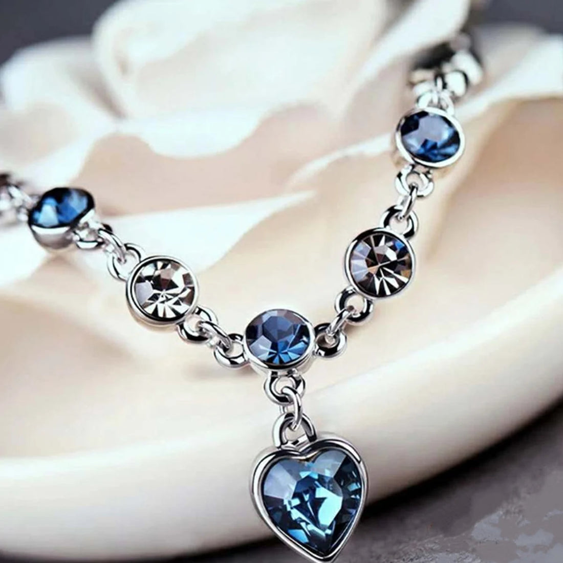 Sterling Silver Lucky Heart Charm Bracelet