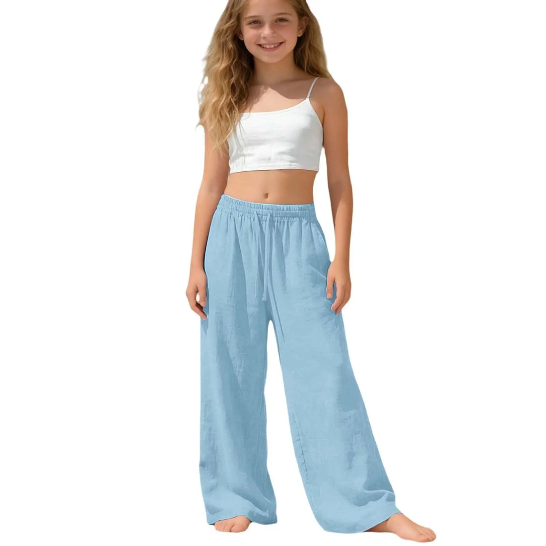 Girls Wide Leg Palazzo Beach Trousers