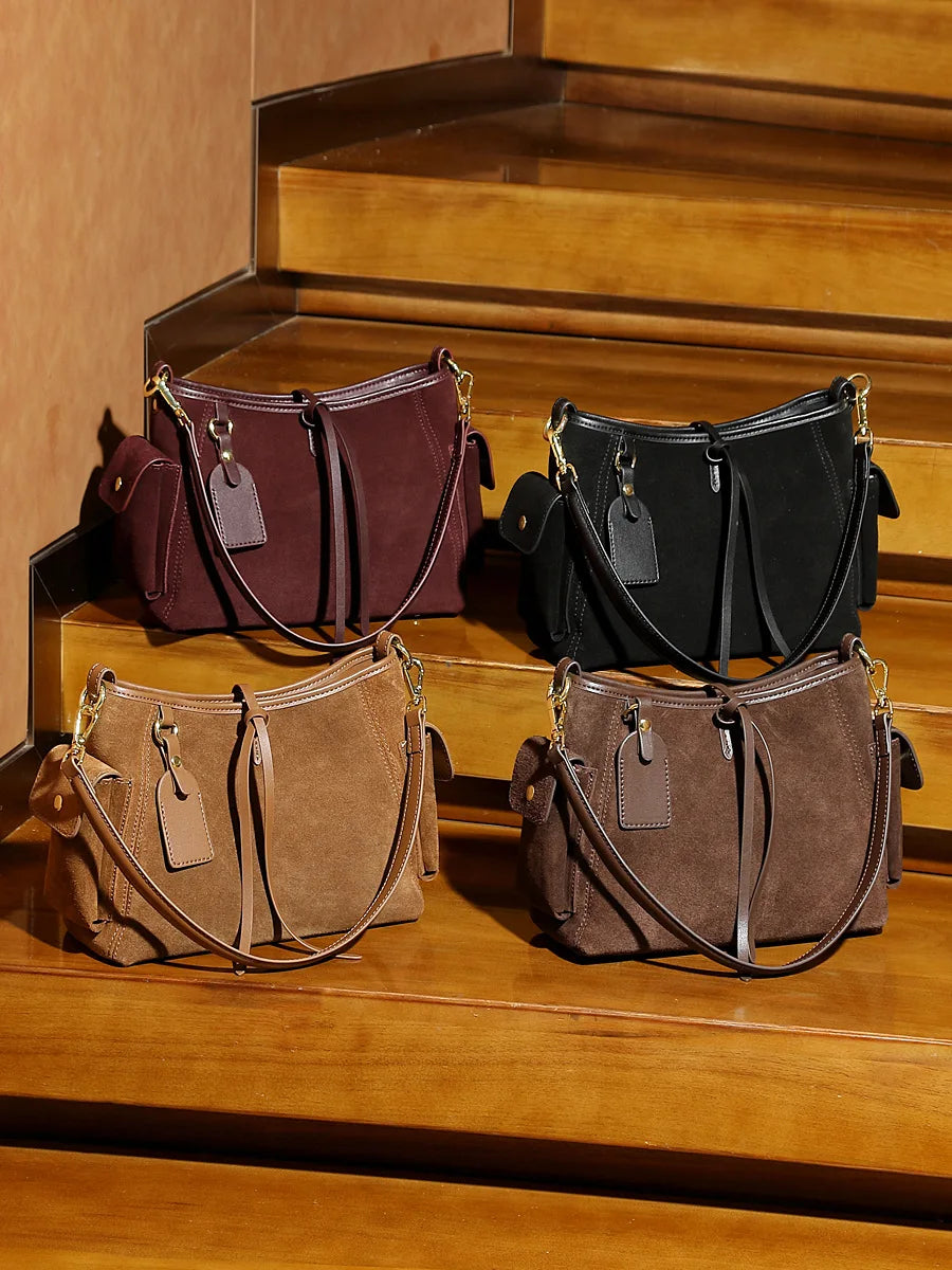 Frosted Leather Slouch Tote Bag