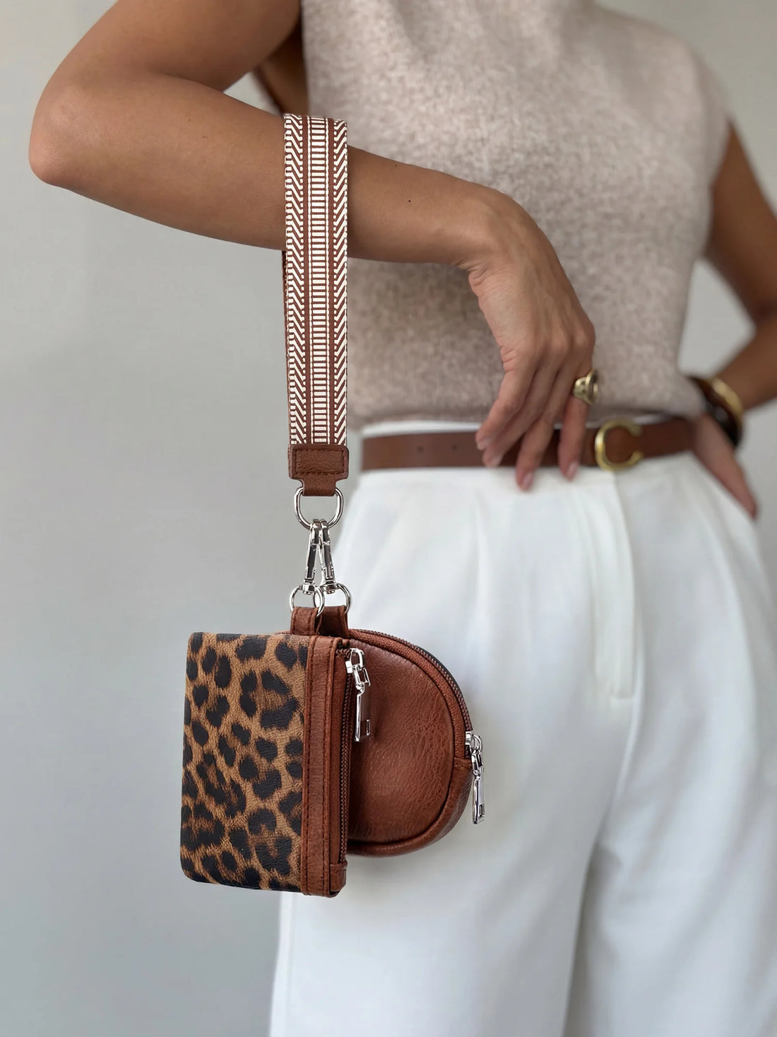 Leopard Print Zip Wristlet Wallet