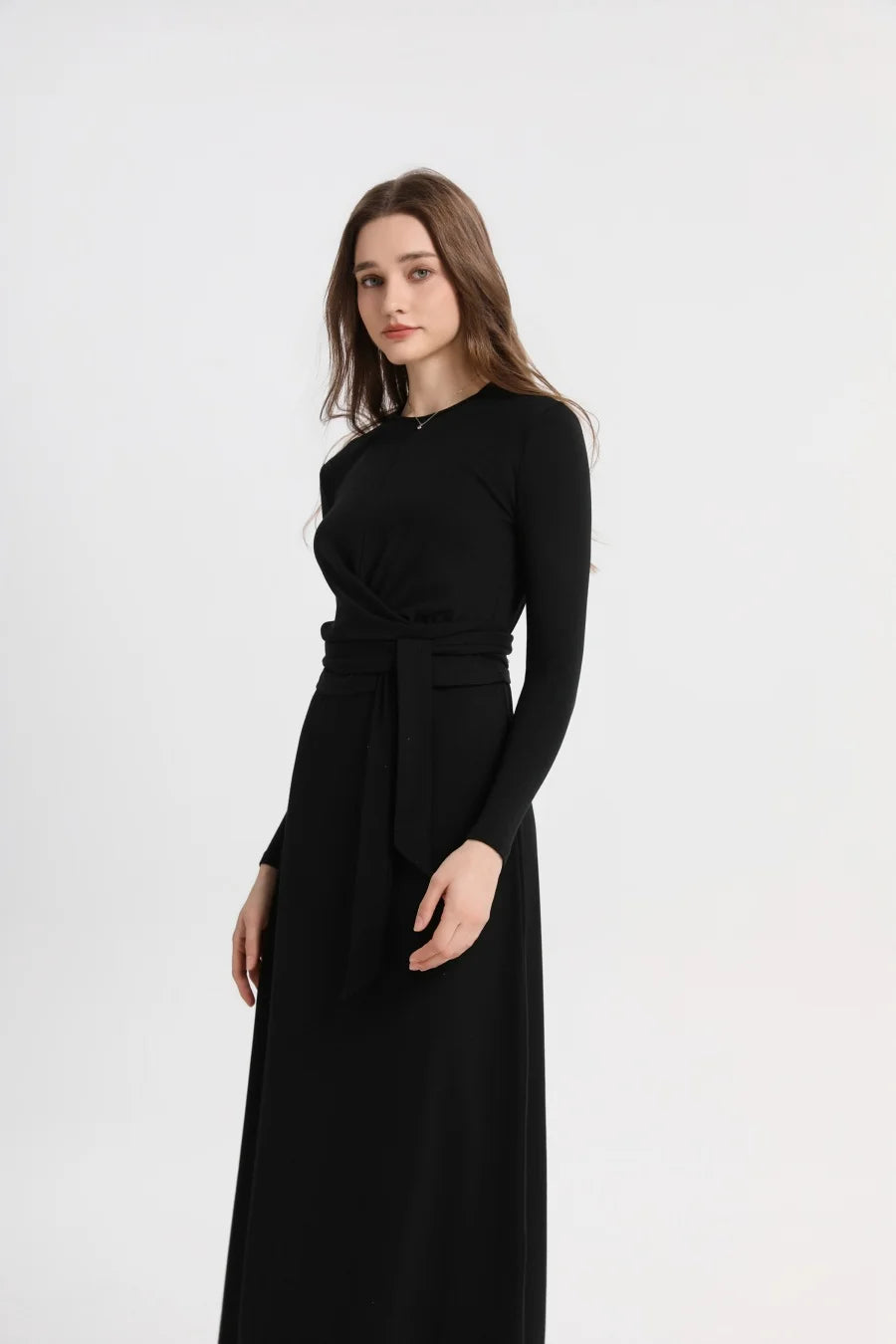 Ribbed Wrap Top and A Line Dress Set
