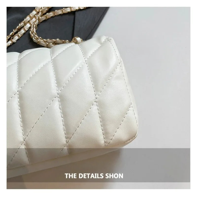 Quilted Gold Chain Flap Crossbody Bag