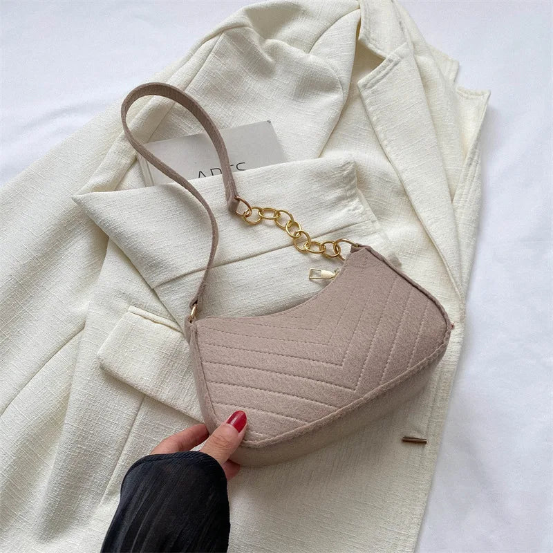 Felt Crescent Underarm Shoulder Bag