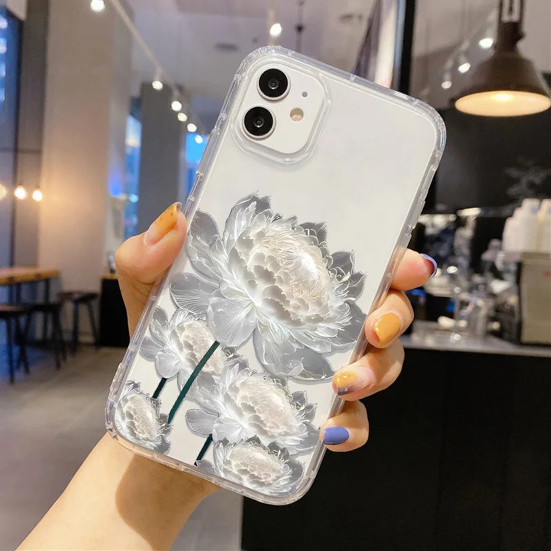Clear Flower Silicone iPhone Case