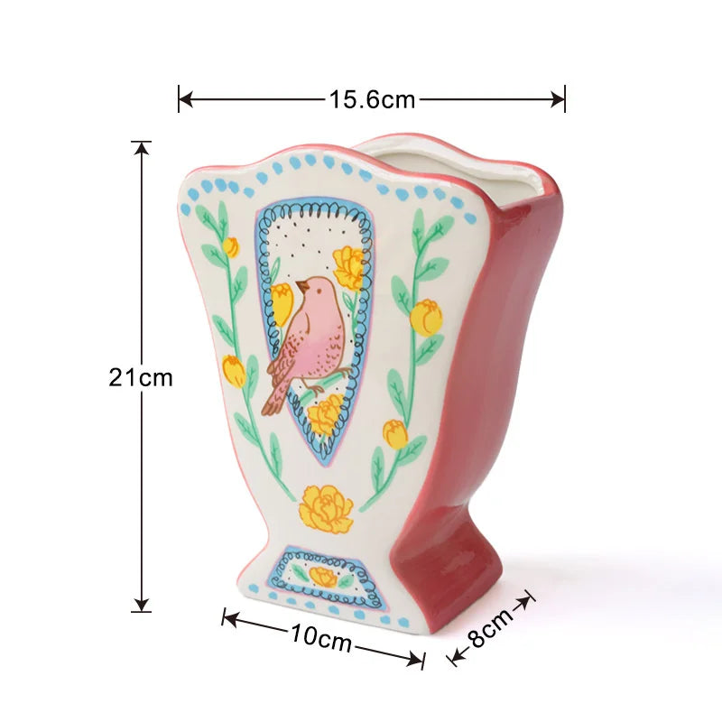 Vintage Ceramic Bird Flower Vase