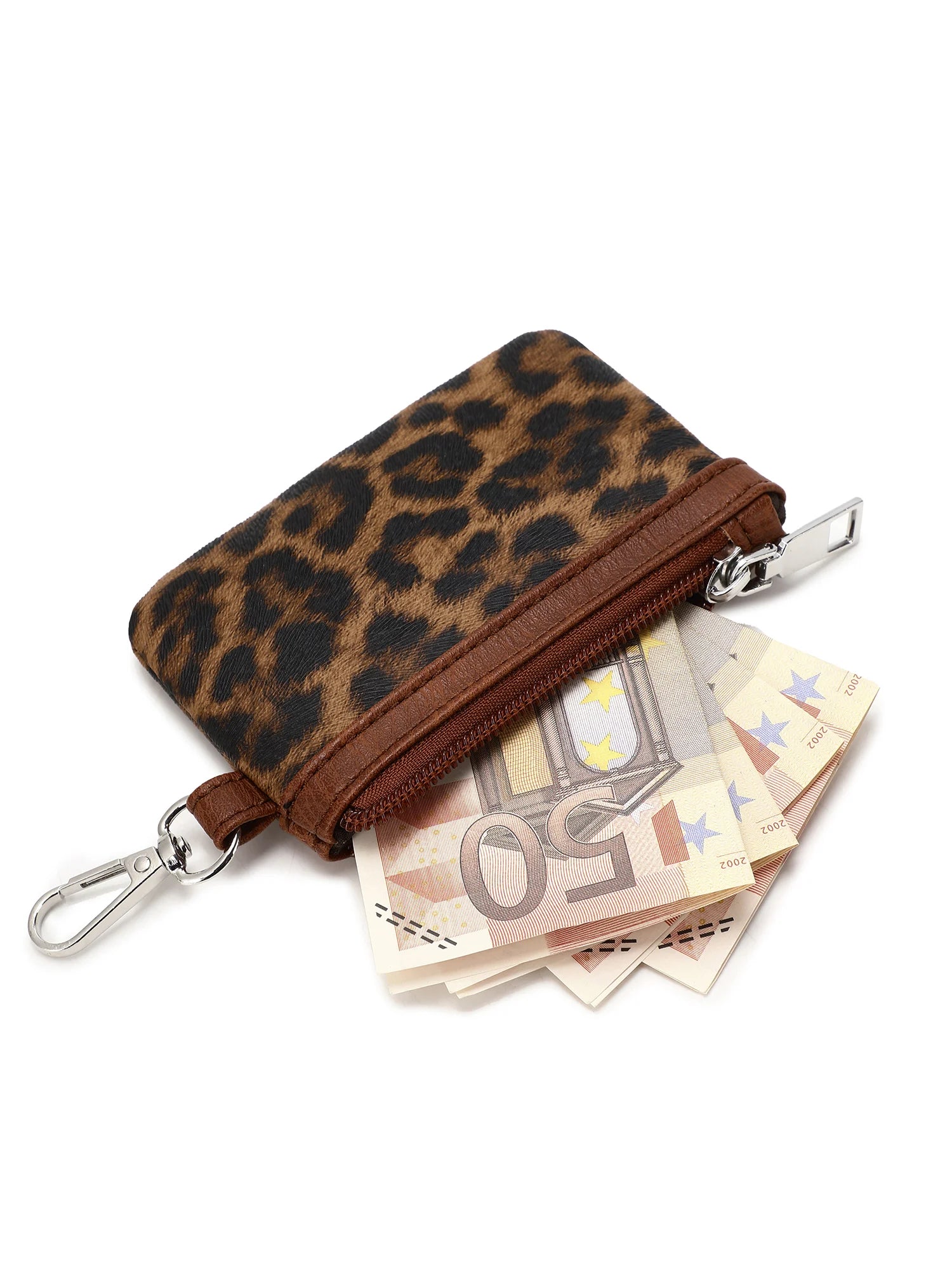 Leopard Print Zip Wristlet Wallet