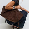 Large Metal Lock Shoulder Tote Bag
