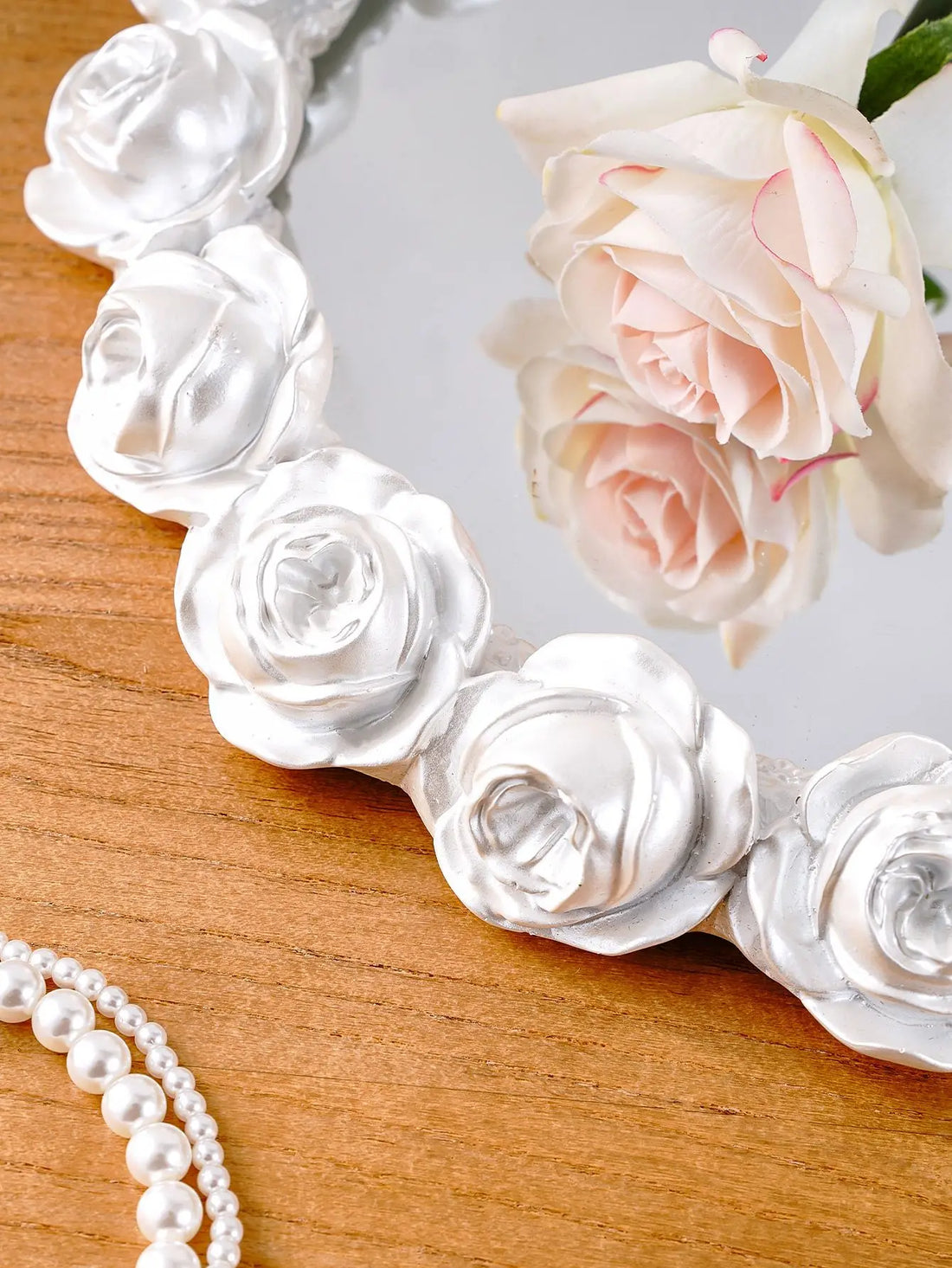 Golden Rose Mirrored Trinket Tray