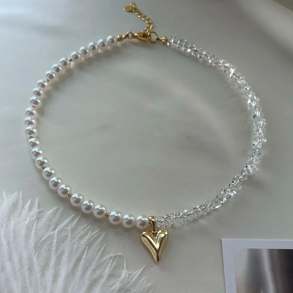 Pearl and Pink Stone Choker Necklace