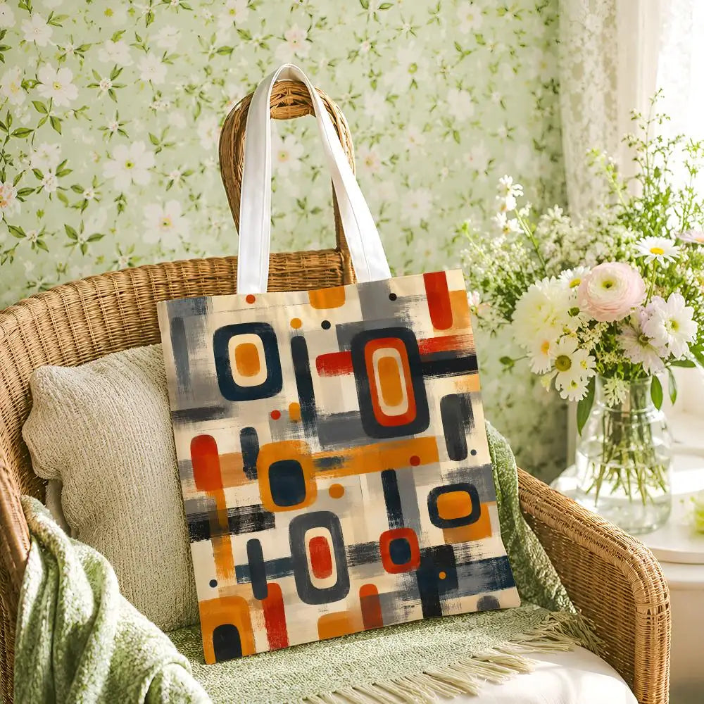 Amber Geo Canvas Shoulder Tote Bag