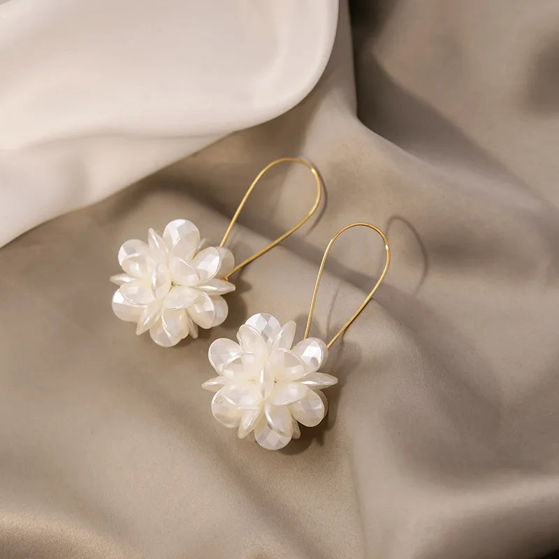 Pearl Petal Ball Drop Earrings