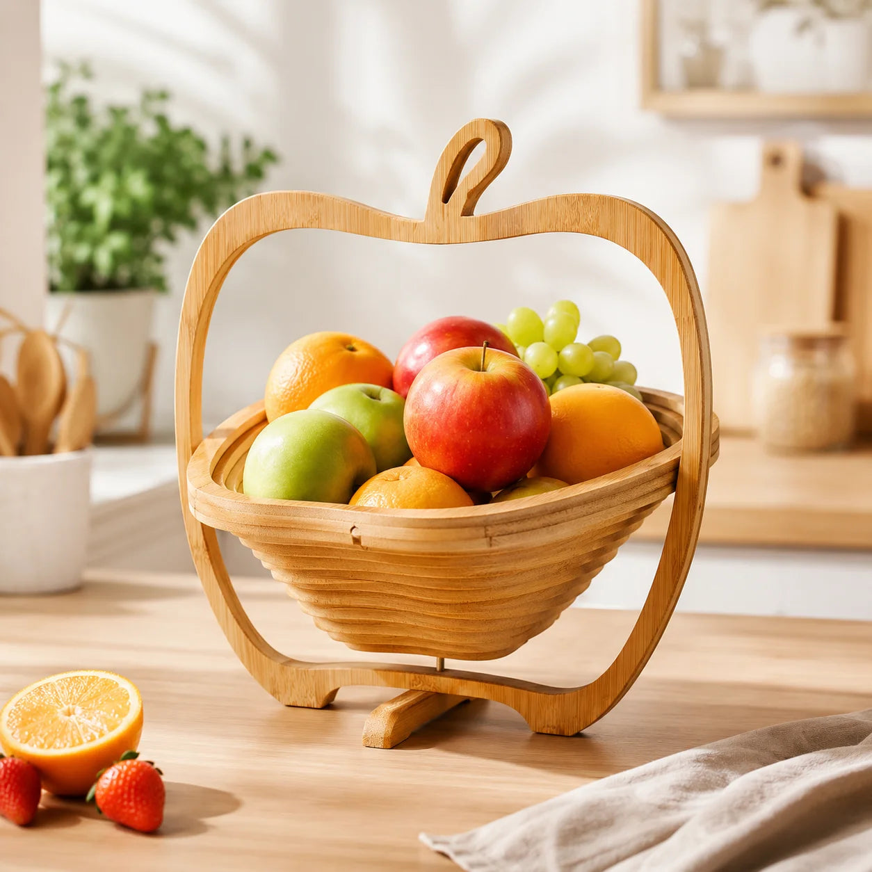 Foldable Bamboo Fruit Basket