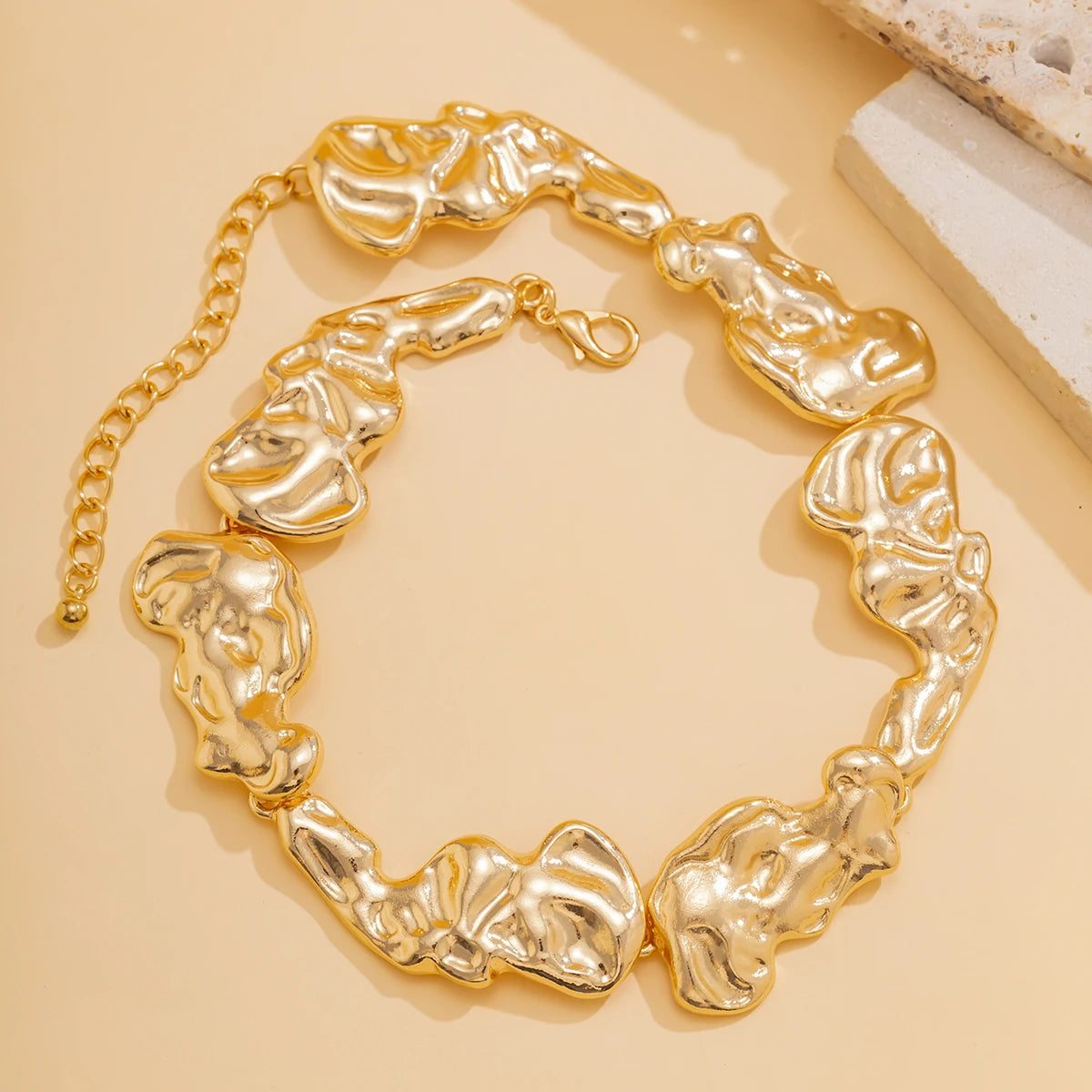 Irregular Metal Patchwork Collar Necklace