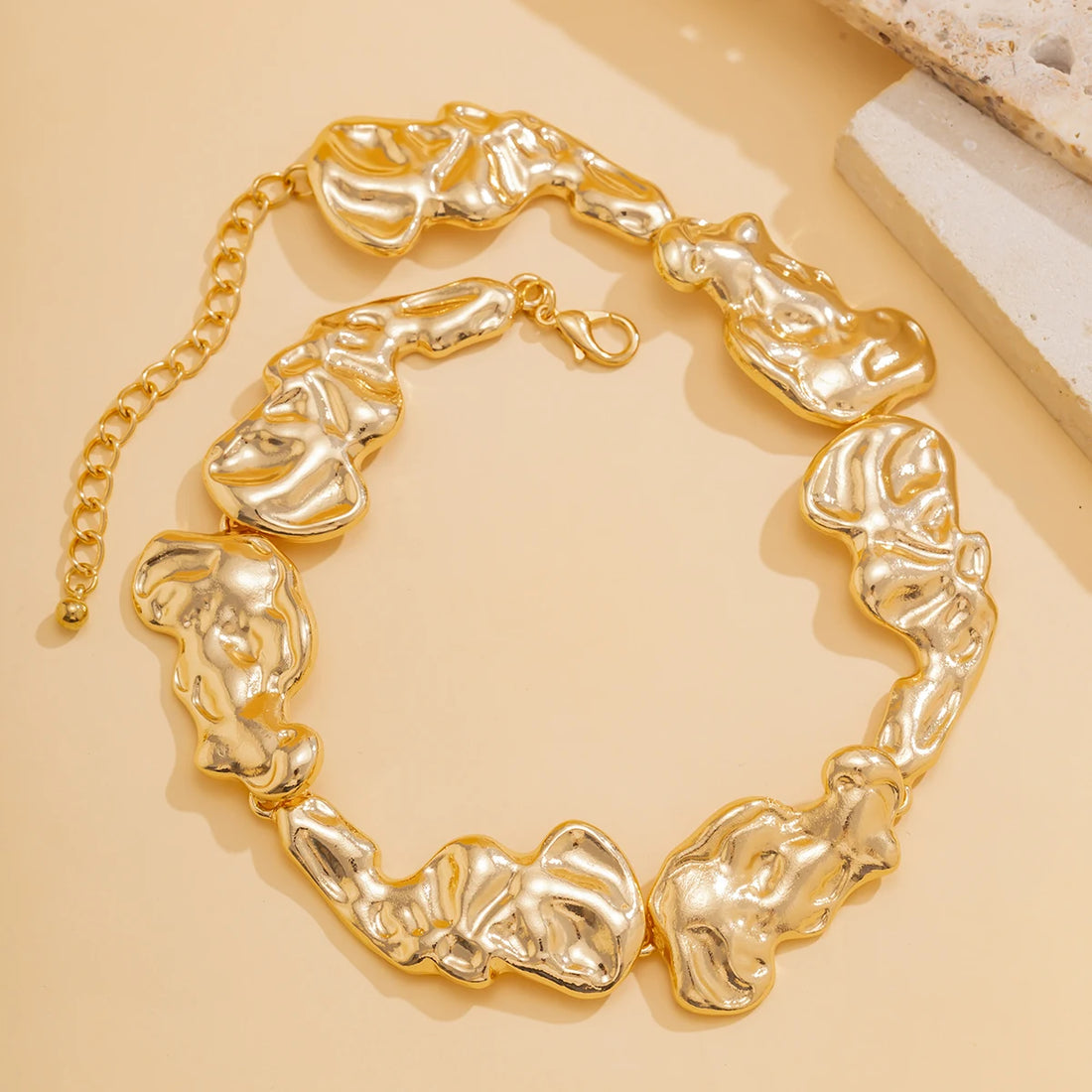 Irregular Metal Patchwork Collar Necklace