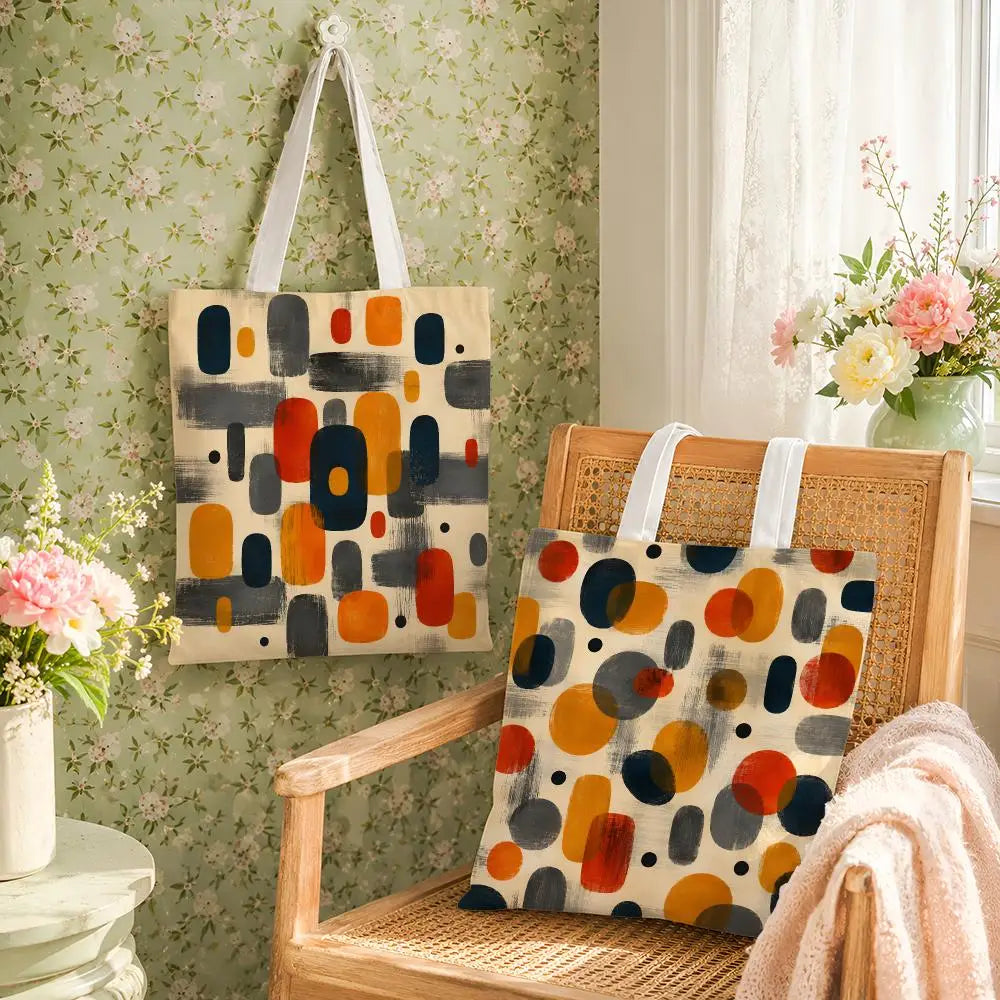 Amber Geo Canvas Shoulder Tote Bag