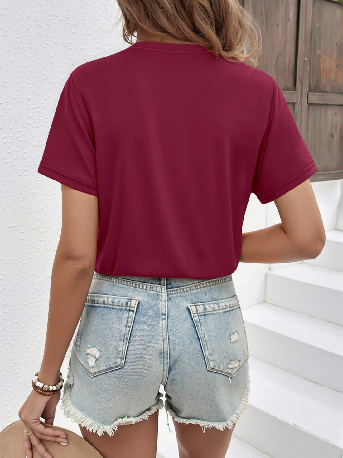 Soft Stretch V Neck Short Sleeve Tee