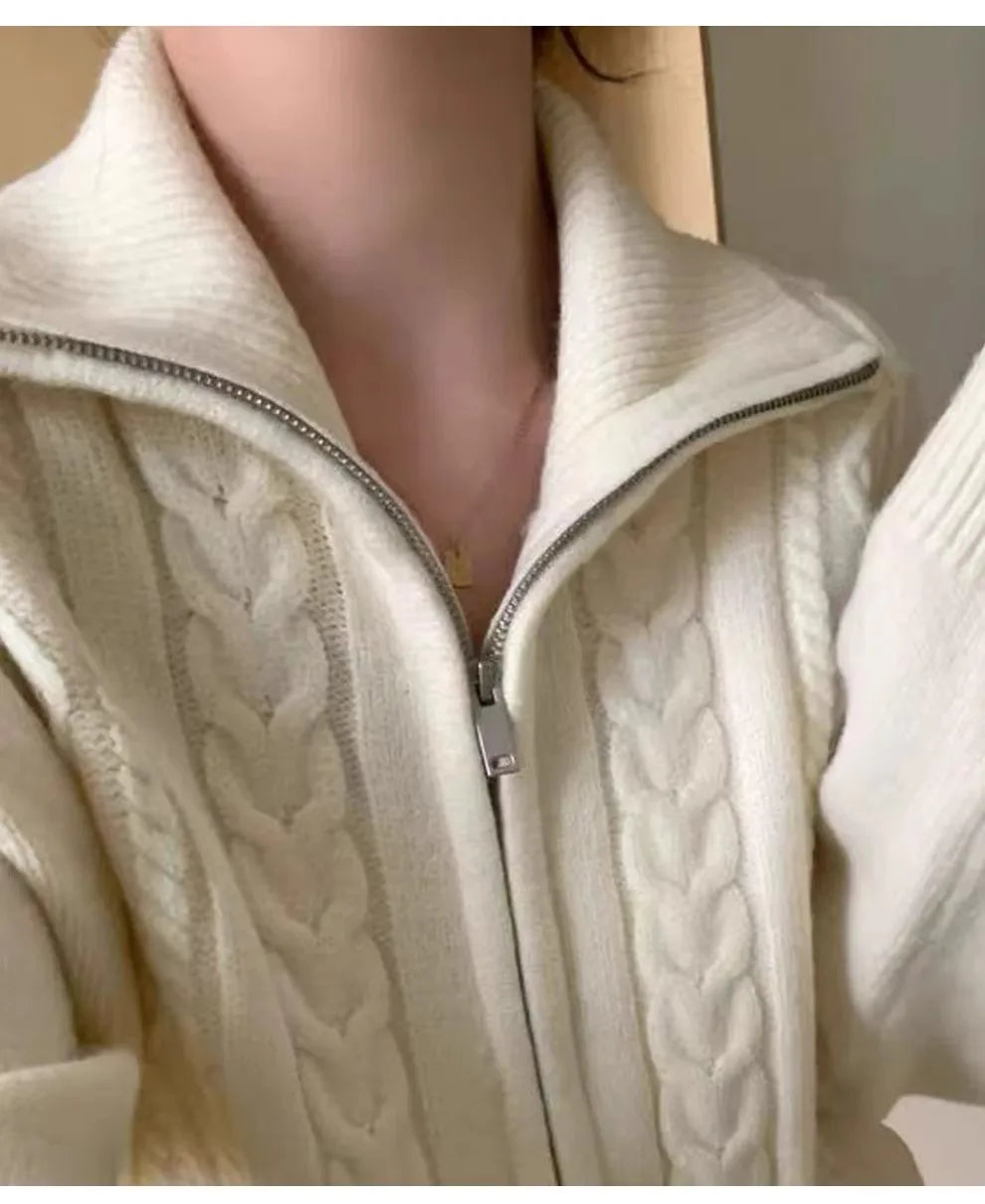 Pure Cashmere Turtleneck Zip Cardigan
