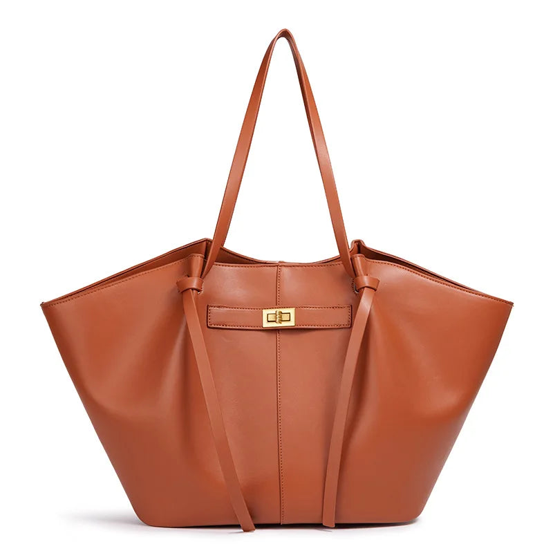 Large Metal Lock Shoulder Tote Bag