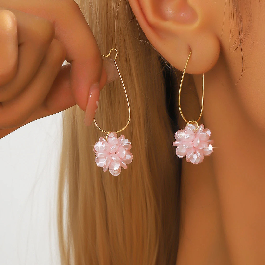 Pearl Petal Ball Drop Earrings