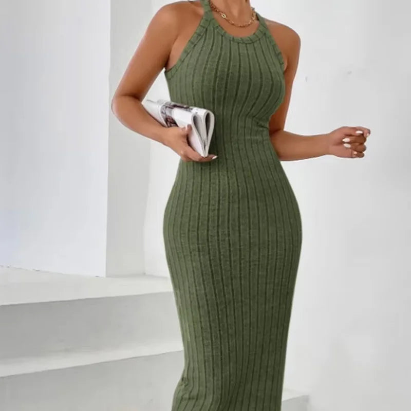 Ribbed Knit Longline Tank Dress