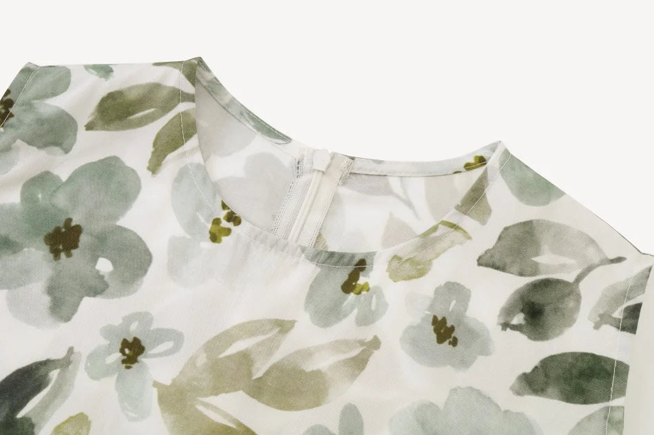 Printed Linen Shirt and Dress Outfit