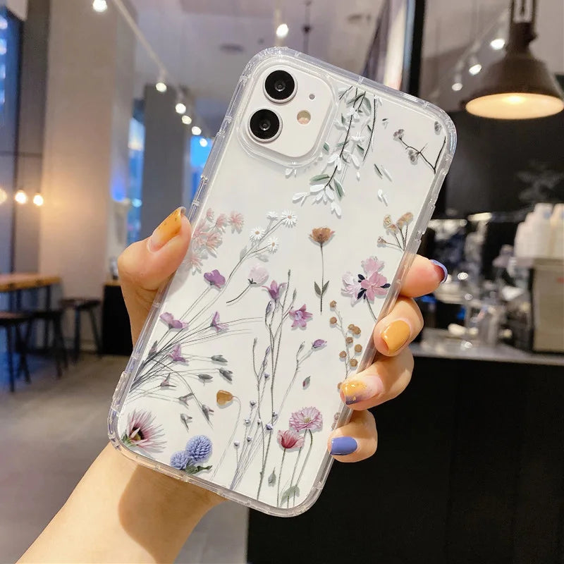 Clear Flower Silicone iPhone Case