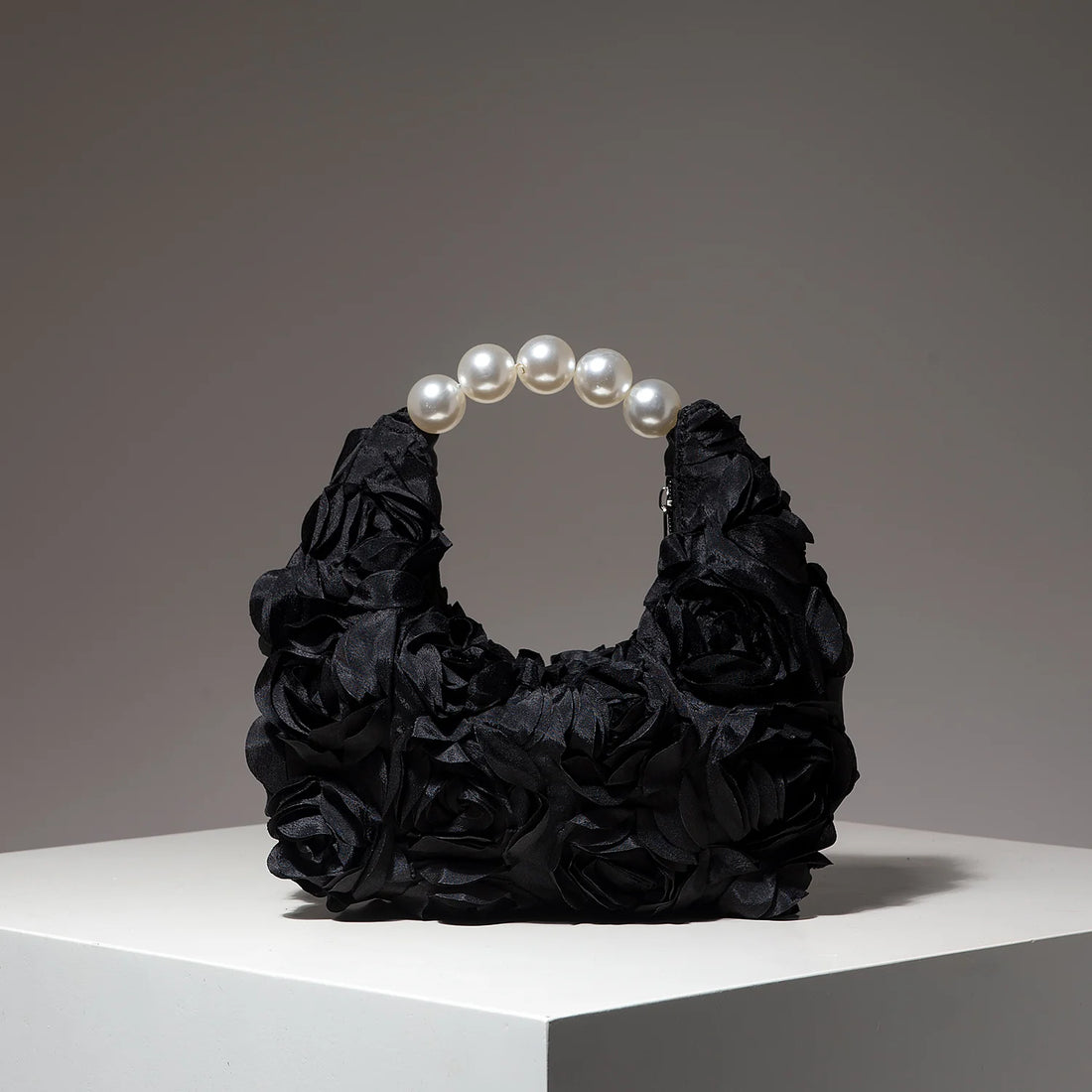 Floral Pearl Half Moon Clutch Bag