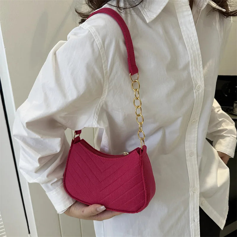 Felt Crescent Underarm Shoulder Bag