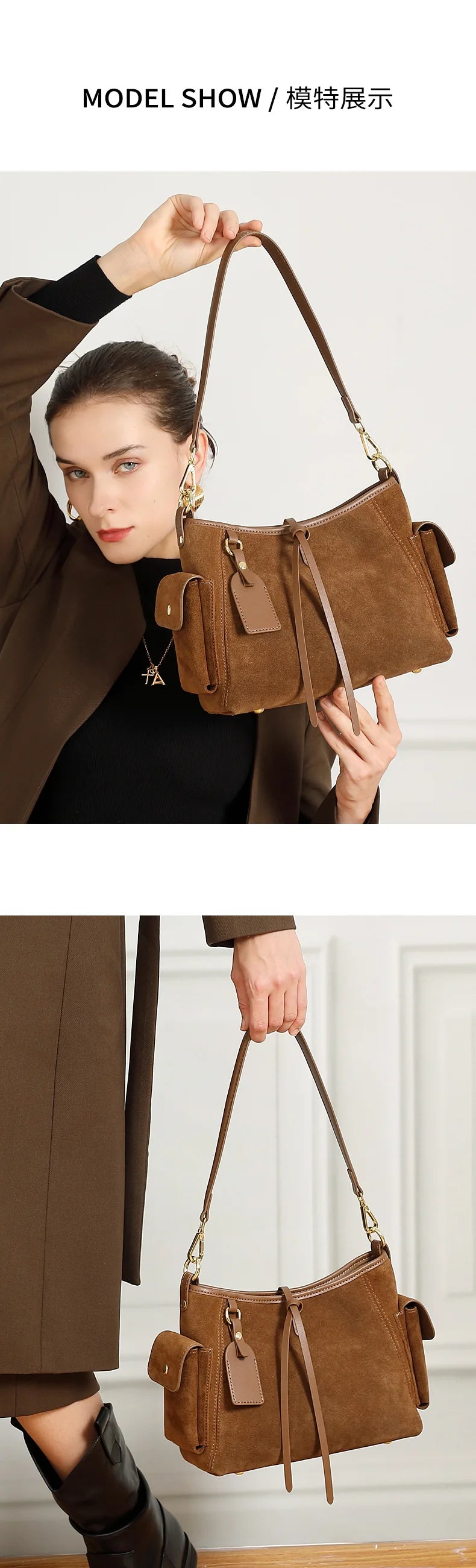 Frosted Leather Slouch Tote Bag