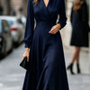 Notched Neck Wrap Waist A Line Midi Dress