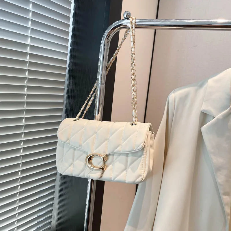 Quilted Gold Chain Flap Crossbody Bag