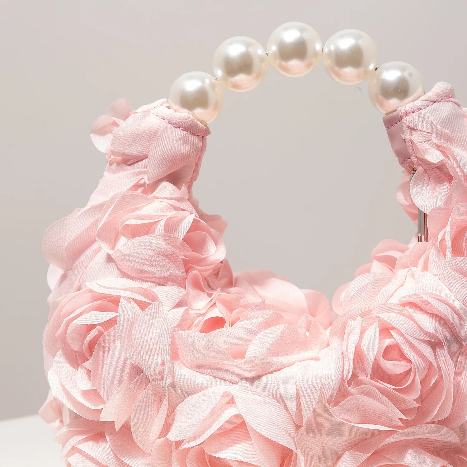 Floral Pearl Half Moon Clutch Bag
